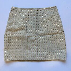 H&M Beige Silver Studded Mini Skirt Size 4 (EUR 36)